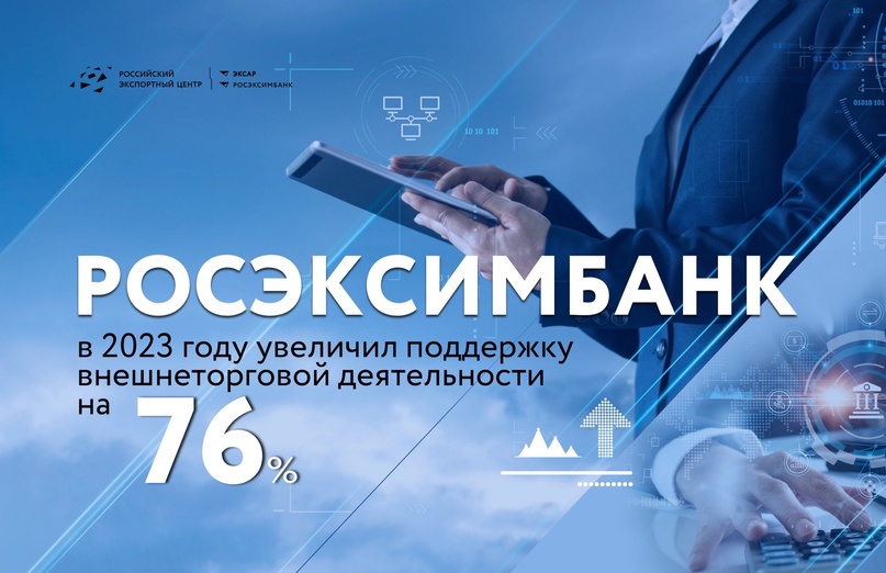 РОСЭКСИМБАНК в 2023 увеличил поддержку внешнеторговой деятельности на 76% ️