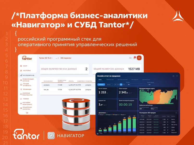 Платформа бизнес-аналитики «Навигатор» (продукт Сбера) и СУБД Tantor — российский программный стек для оперативного принятия управленческих решений