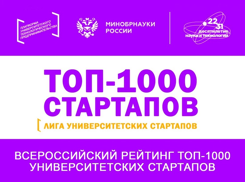 Отбор в ежегодный всероссийский рейтинг Топ-1000 университетских стартапов начался, подача заявок на участие продлится до 11 октября