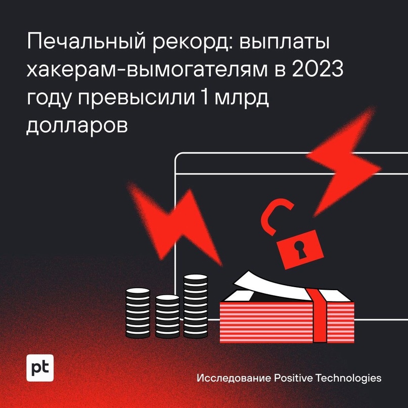 В 2023 году кибервымогатели получили рекордные выплаты — более 1 млрд долларов