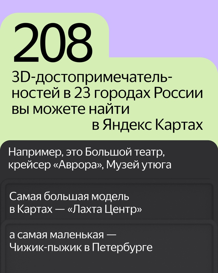 Многие важные здания на Яндекс Картах представлены в виде детальных 3D-моделей