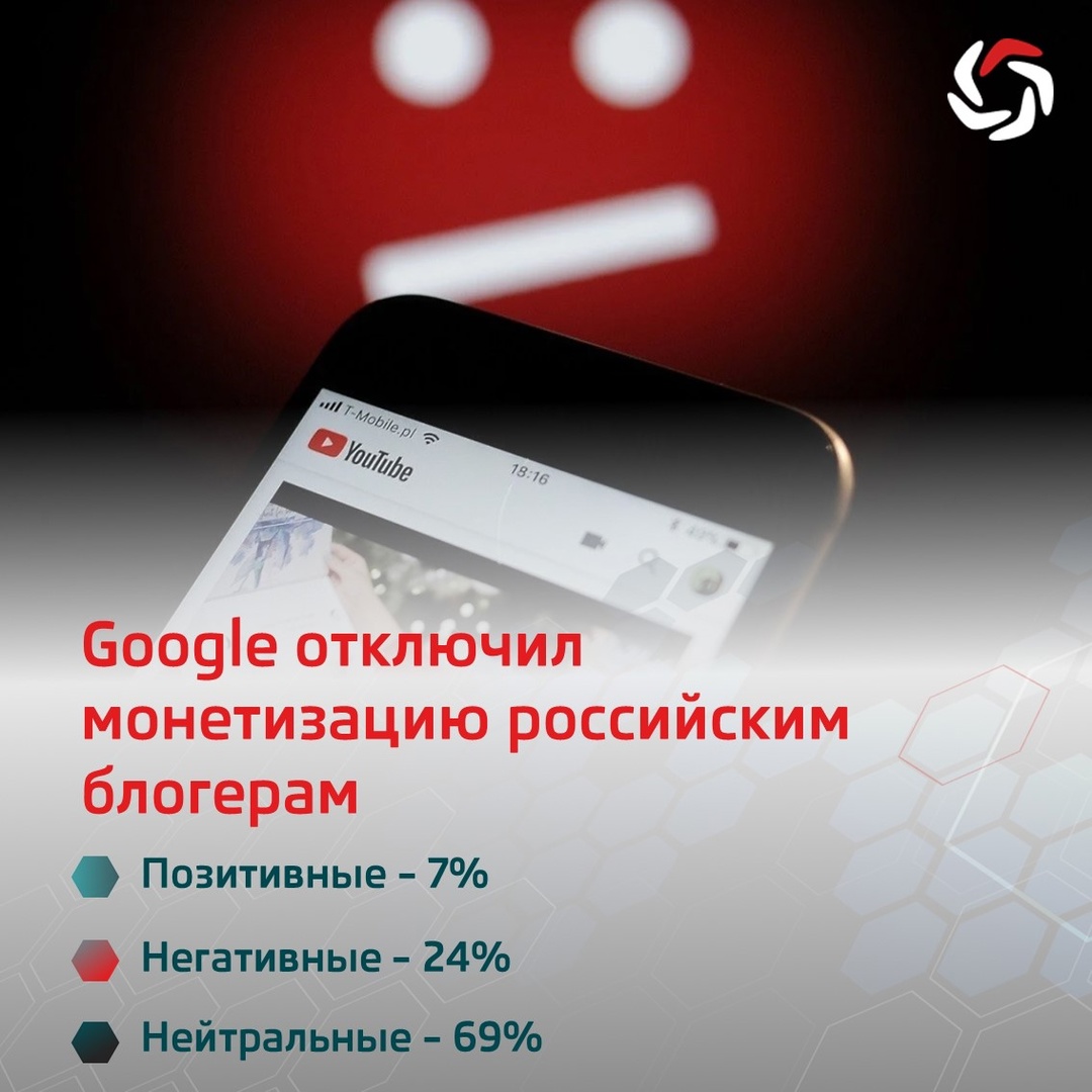 Google отключил монетизацию российским блогерам на принадлежащем ей видеохостинге YouTube