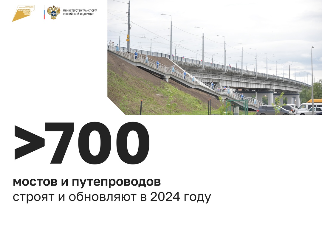 Более 700 мостов и путепроводов строят и обновляют благодаря нацпроекту