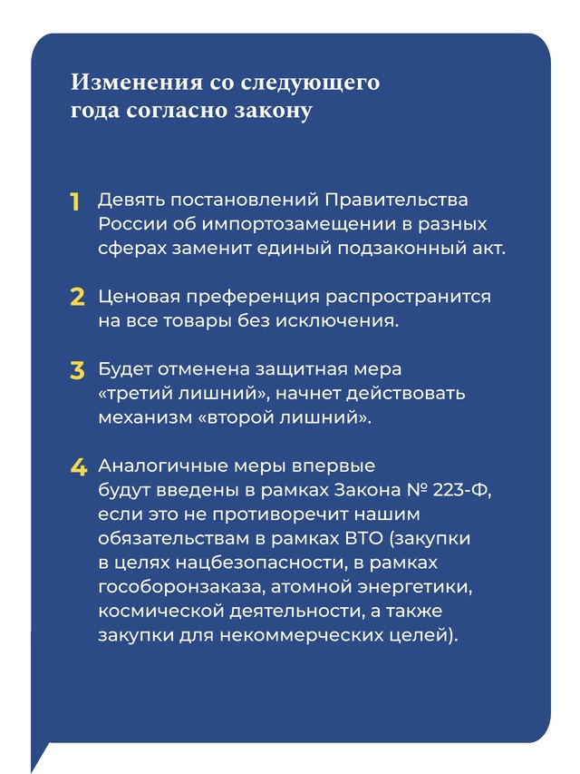 1 октября 2024 года вступили в силу основные положения закона об импортозамещении в государственных закупках и закупках госкомпаний