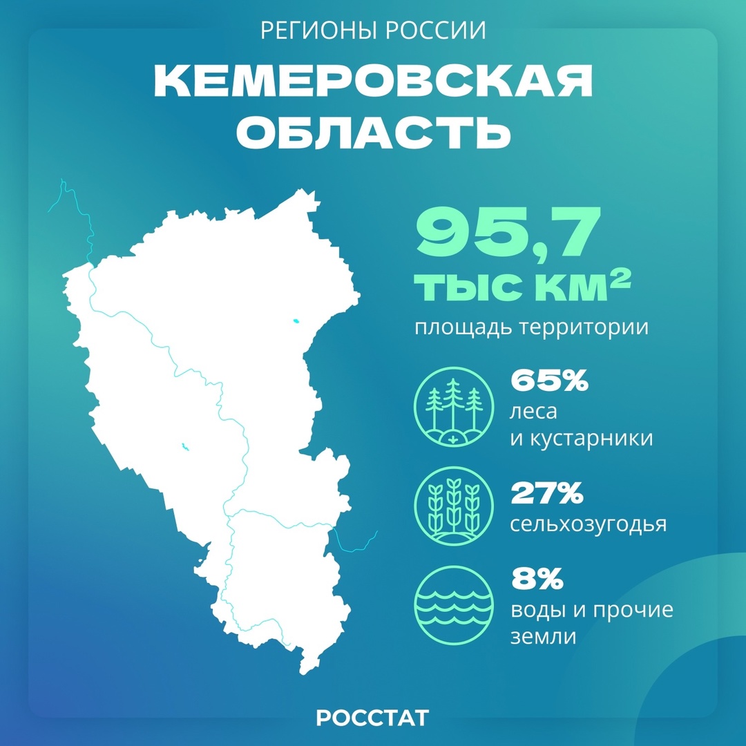 Кемеровская область|Регионы России Область расположена на юго-востоке Западной Сибири и богата лесными ресурсами, которые занимают 65% территории.