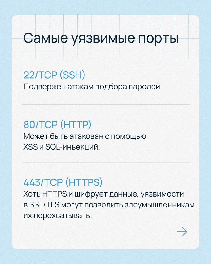 Открытый порт — это не только потенциальная уязвимость, но и напоминание о том, что вашим сервисом могут интересоваться здесь и сейчас