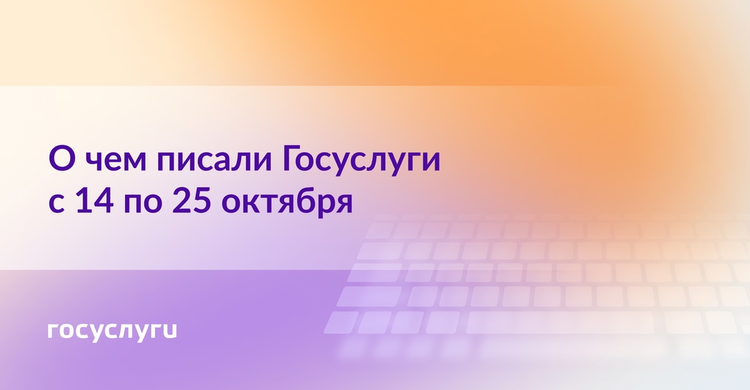 О чем писали Госуслуги с 14 по 25 октября