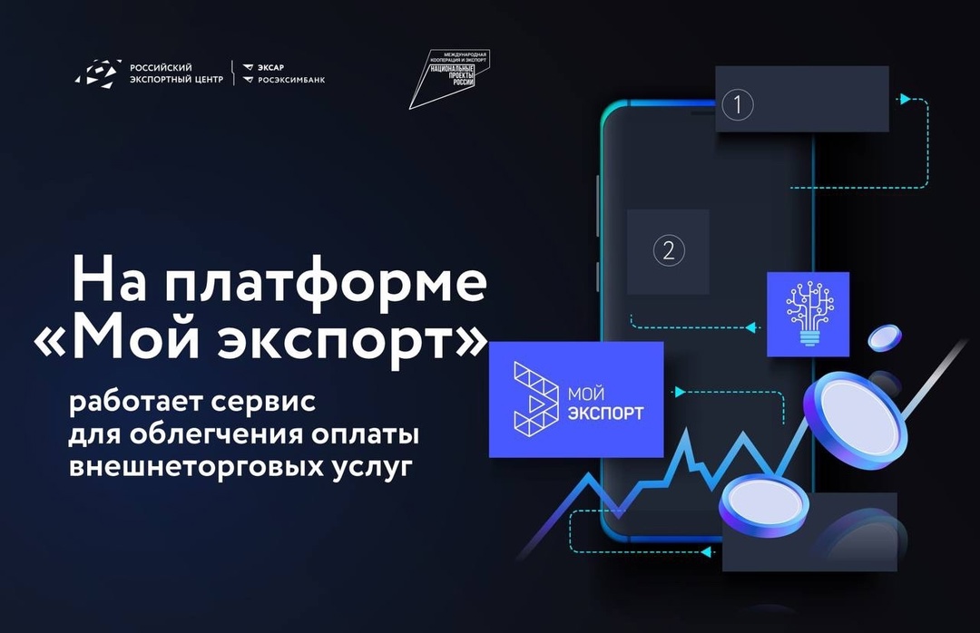 На платформе «Мой экспорт» компании могут удобно и безопасно проводить платежи за услуги, связанные с внешней торговлей, прямо через платформу.