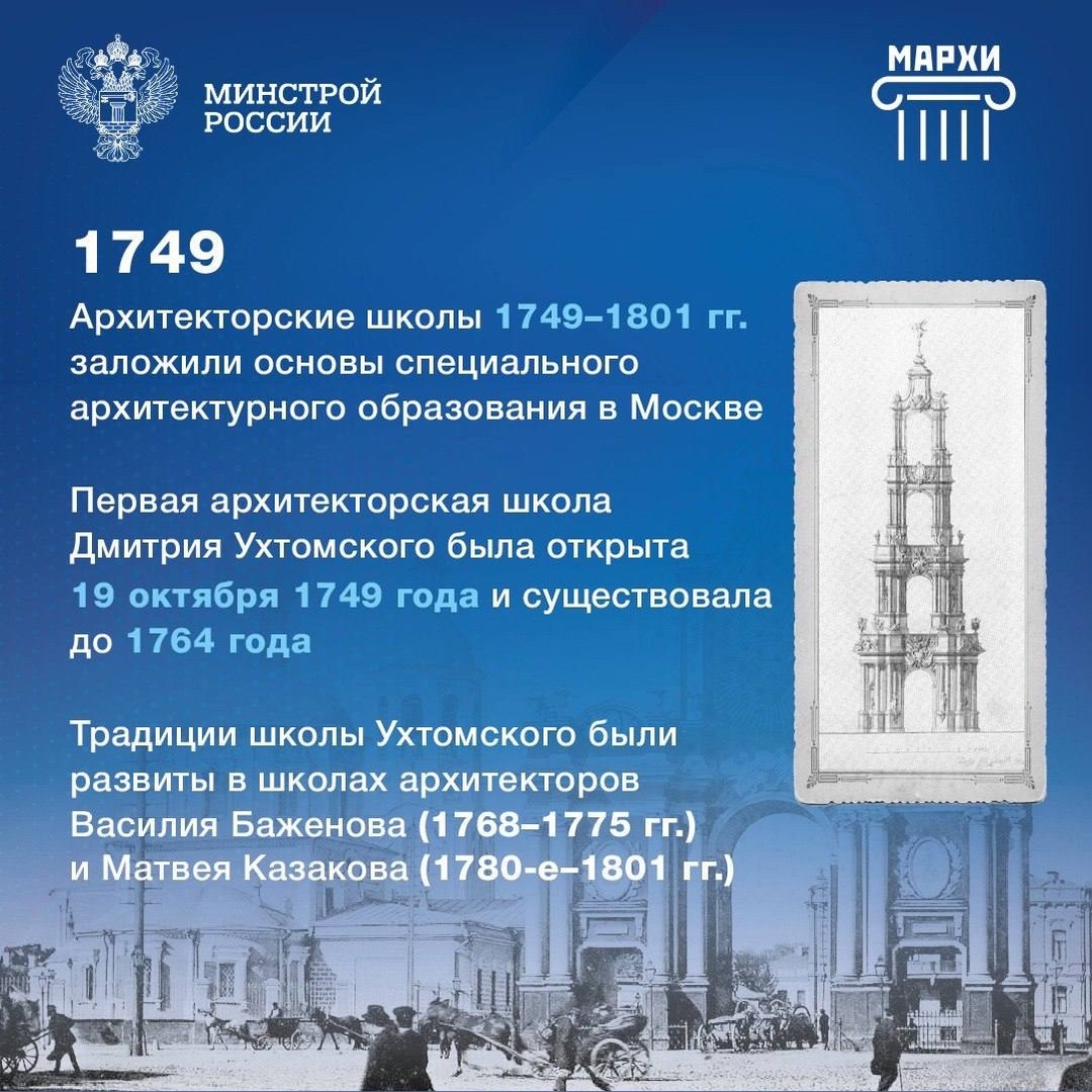 15 ноября Московская архитектурная школа отмечает 275-летие со дня своего основания.