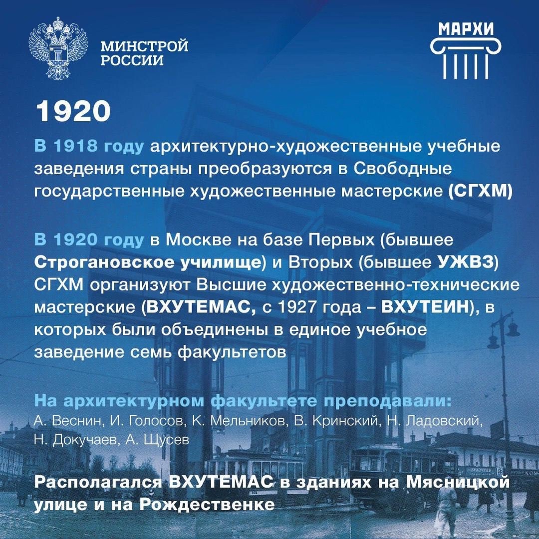 15 ноября Московская архитектурная школа отмечает 275-летие со дня своего основания.