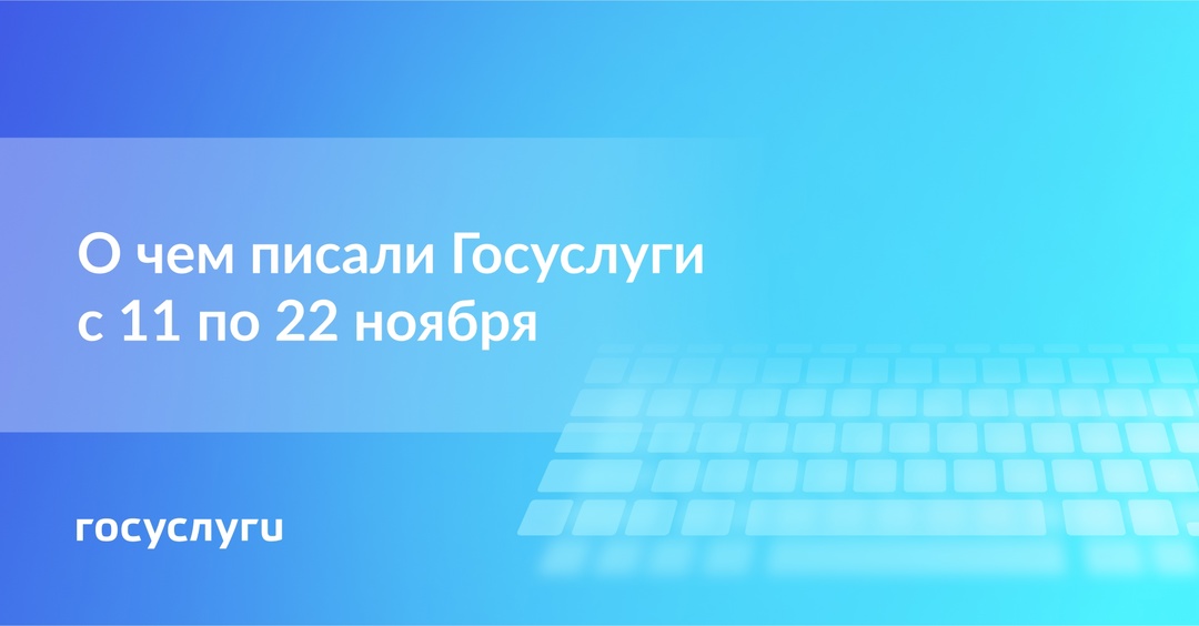 О чем писали Госуслуги с 11 октября по 22 ноября