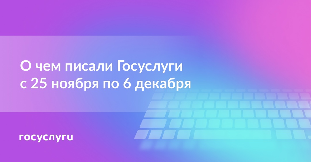 О чем писали Госуслуги с 25 ноября по 6 декабря