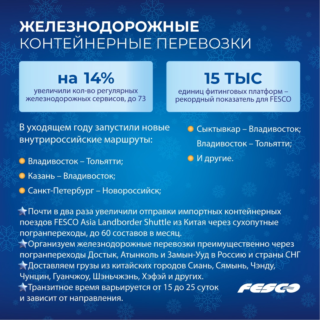 FESCO – это не только суда, но и поезда!