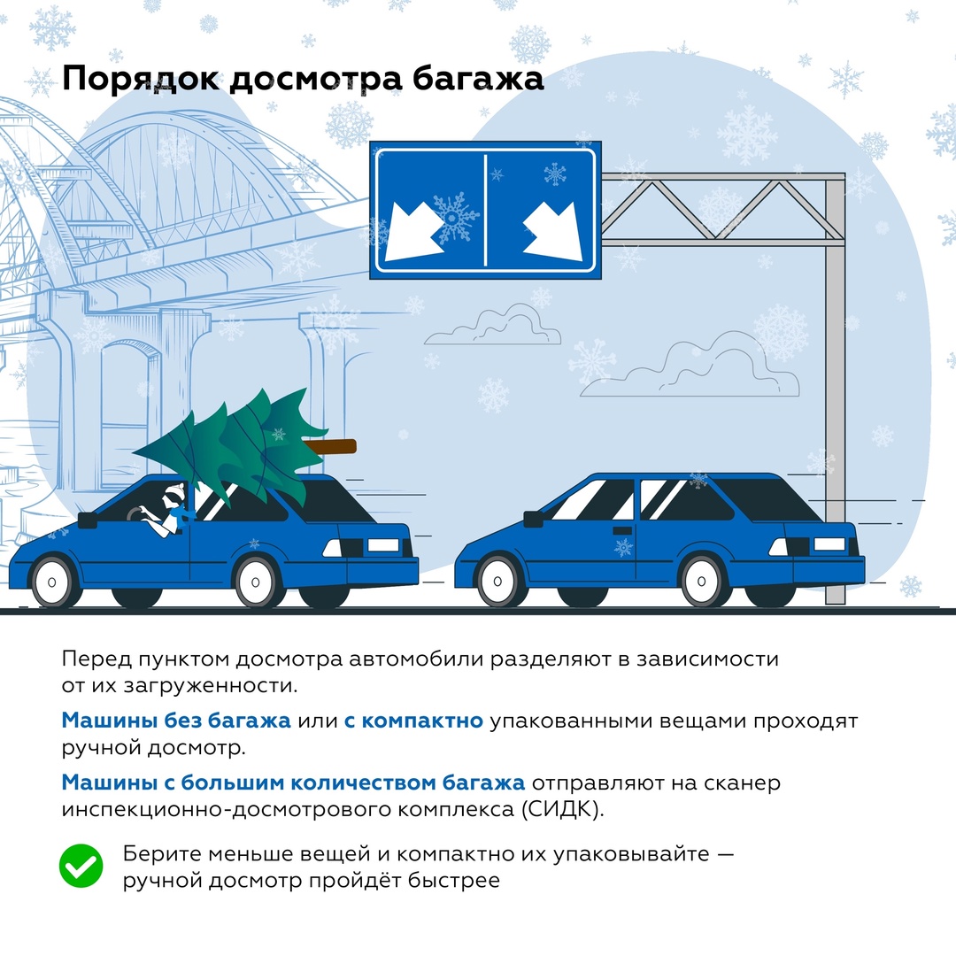 Правила проезда по Крымскому мосту в новогодние праздники: как подготовиться к досмотру на въезде?