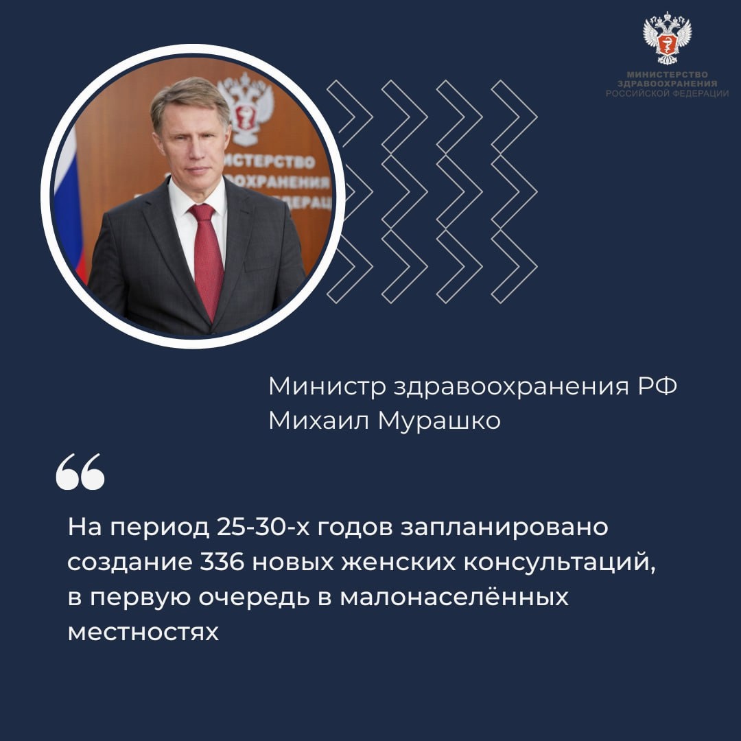 Михаил Мурашко: Запланировано создание 336 новых женских консультаций, в первую очередь в малонаселённых местностях