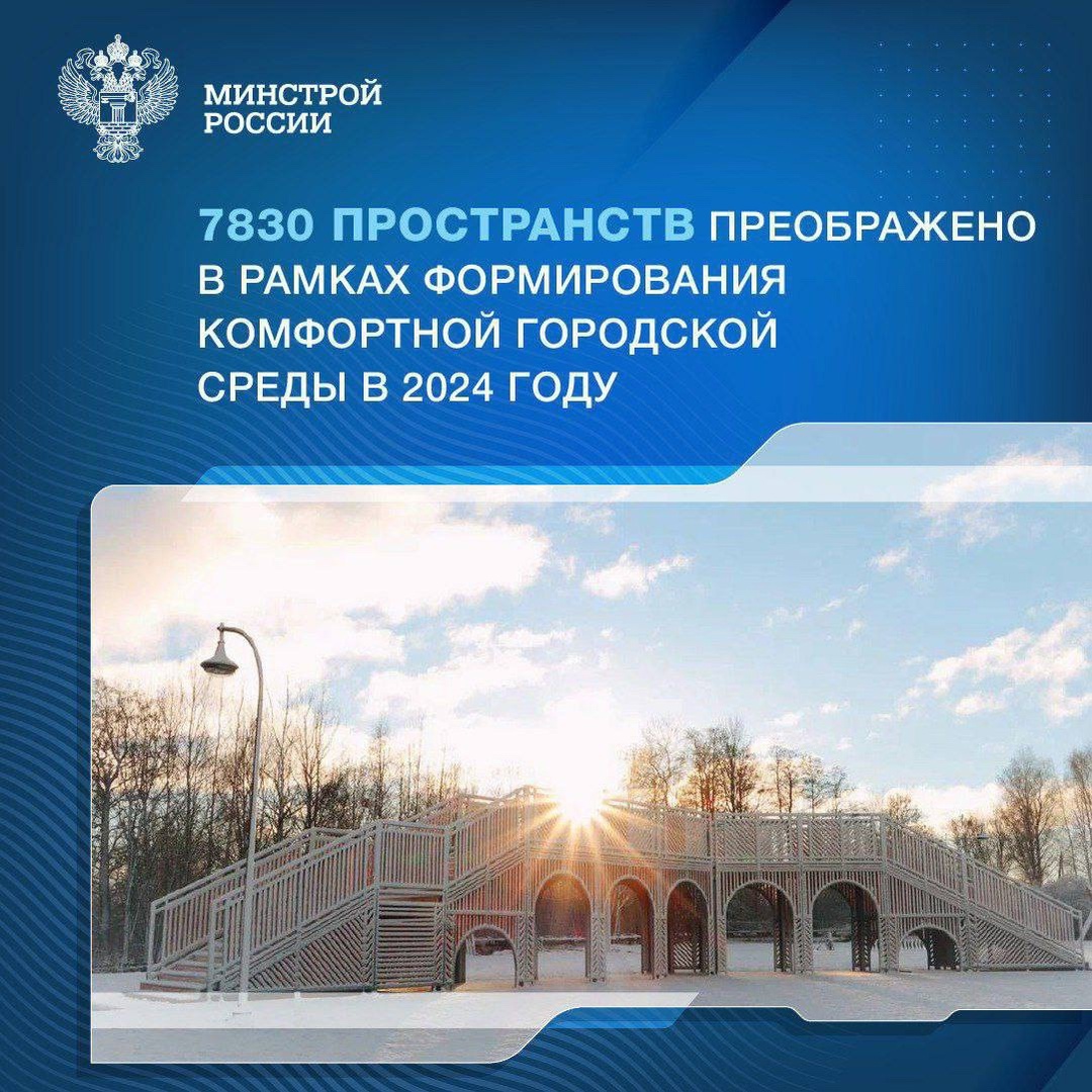 В рамках федерального проекта «Формирование комфортной городской среды» с 2019 года в России благоустроено 31 938 общественных территорий и 41 124 двора.