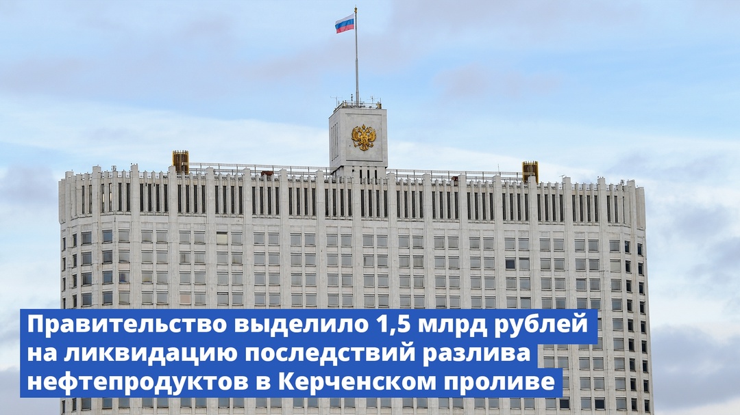 Правительство выделило 1,5 млрд рублей на ликвидацию последствий разлива нефтепродуктов в Керченском проливе