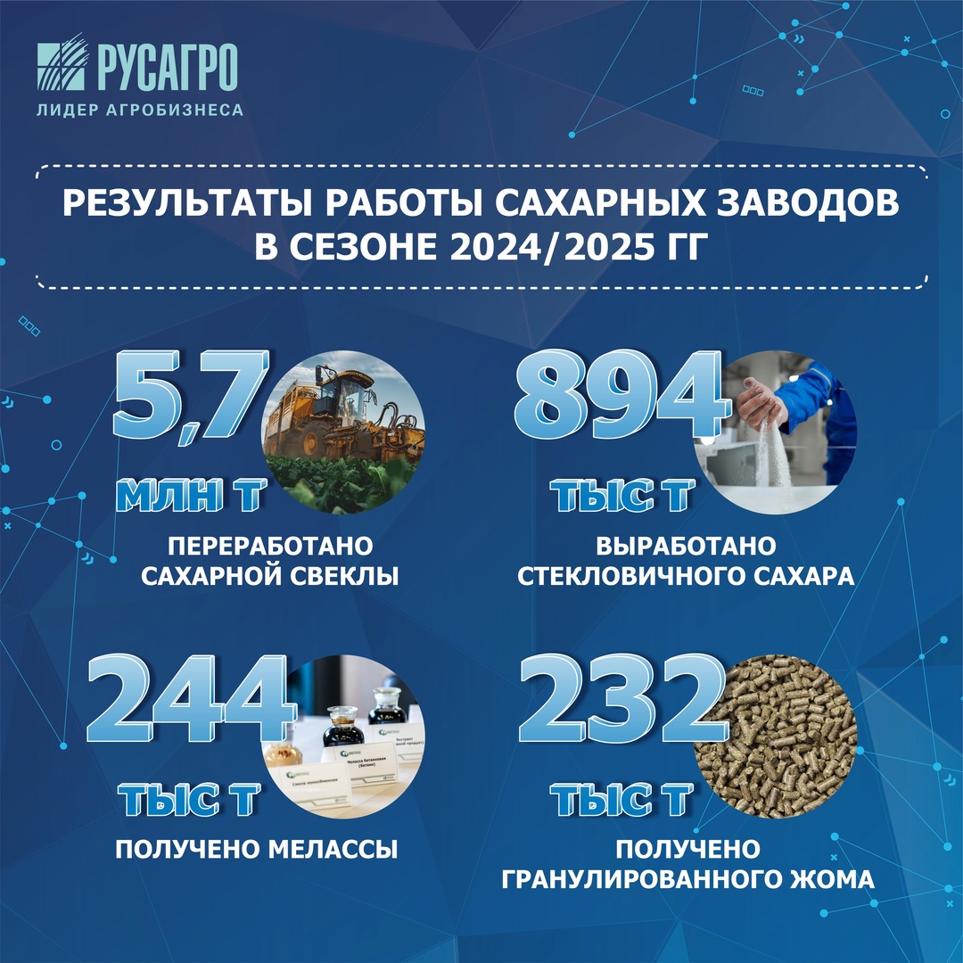 На всех предприятиях сахарного бизнеса «Русагро» завершился очередной сезон переработки свеклы