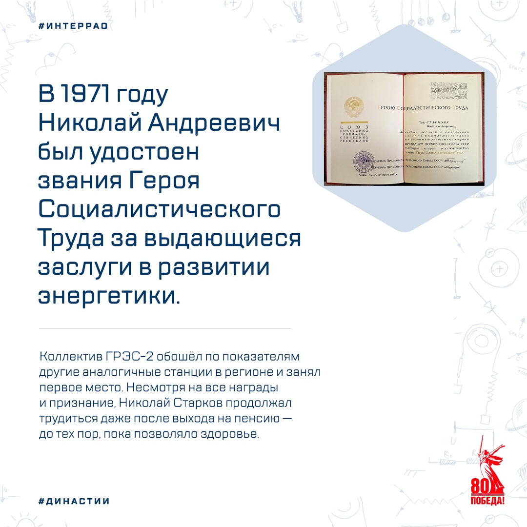 Николай Андреевич Старков — единственный Герой Социалистического Труда в томской энергетике, его жизнь является символом трудолюбия, мужества и преданности…