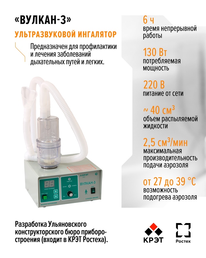 Среди широкой линейки медицинских изделий, которые выпускает КРЭТ Ростеха в соответствии с линией нацпроекта «Здравоохранение», есть и такие приборы.