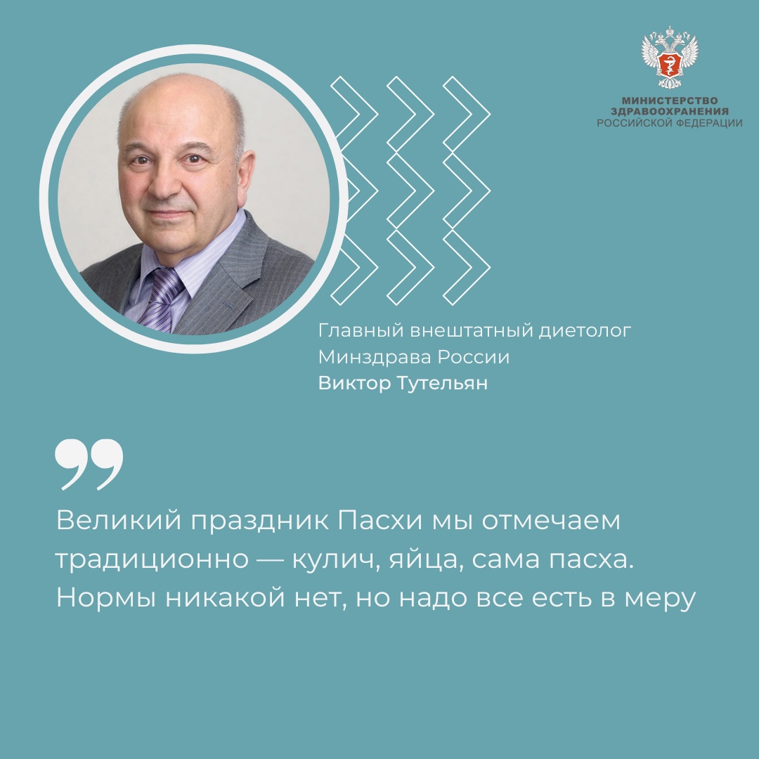 Виктор Тутельян: На ночь лучше не объедаться куличом