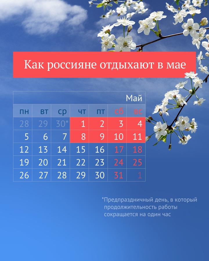 Совсем скоро начнется май, а вместе с ним — праздники.