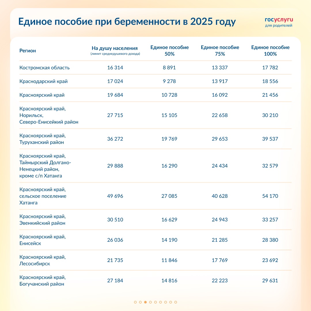 Размер единого пособия для беременных женщин в 2025 году: все регионы