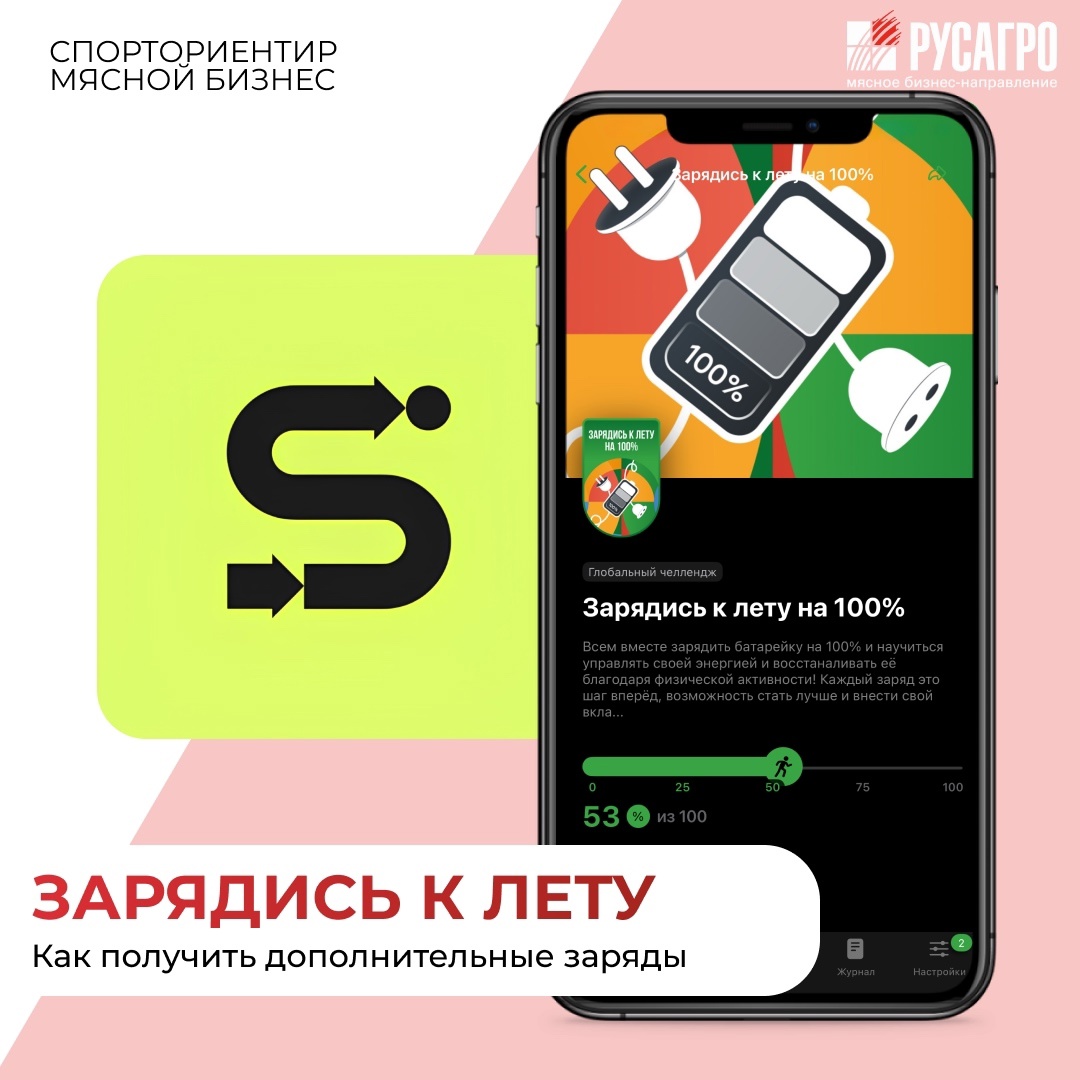 Друзья, челлендж «Зарядись к лету на 100%» в приложении Stayfitt пересек экватор. Общими усилиями мы уже заполнили батарейку на 53%!