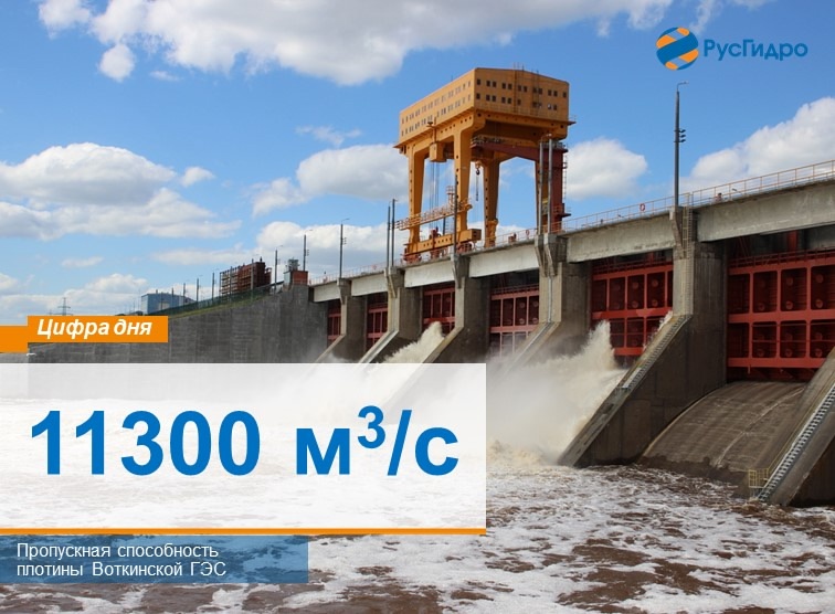 Цифра сегодняшнего дня - 11300 м3/с. Это максимальная пропускная способность водосбросной плотины Воткинской ГЭС, которая была открыта сегодня