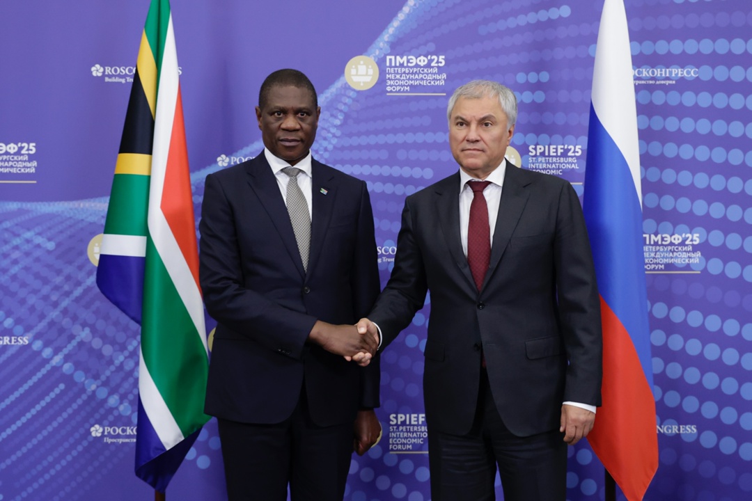 Председатель ГД Вячеслав Володин провел встречу с вице-президентом Южно-Африканской Республики Полом Шипокоса Машатиле.