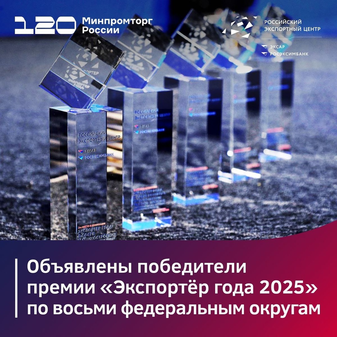 Стали известны победители премии «Экспортёр года 2025»