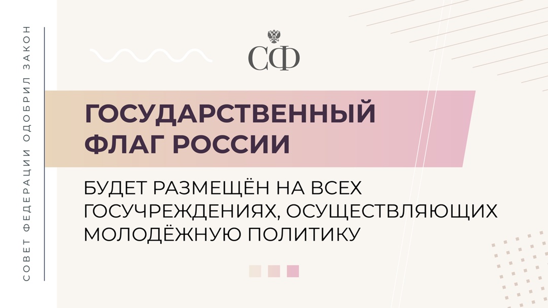 Государственные и муниципальные учреждения в сфере молодёжной политики будут обязаны вывешивать российский флаг