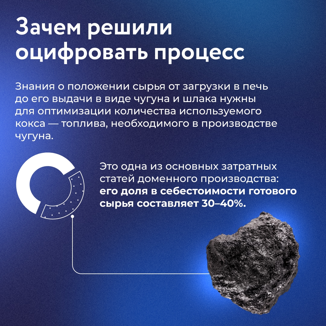 С точки зрения ИТ доменная печь — это огромный «черный ящик», в который кладут сырье, а на выходе получают чугун и шлак