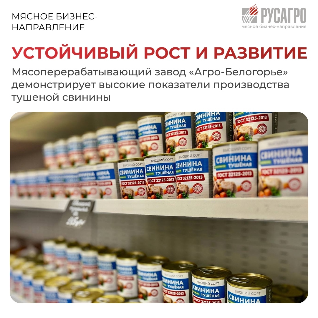 За первые семь месяцев текущего года мясоперерабатывающий завод «Агро-Белогорье», входящий в состав Мясного бизнеса «Русагро», произвел 620 тысяч банок тушеной…