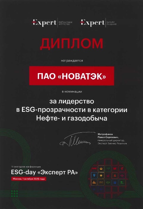 «НОВАТЭК» признан лидером ESG-прозрачности по версии агентства «Эксперт РА»
По итогам 2024 года «НОВАТЭК» продемонстрировал значительный прогресс в области…