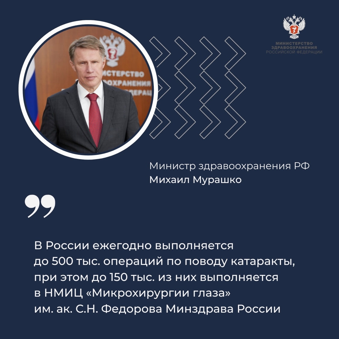 Михаил Мурашко: В России ежегодно выполняется до 500 тыс. операций по поводу катаракты