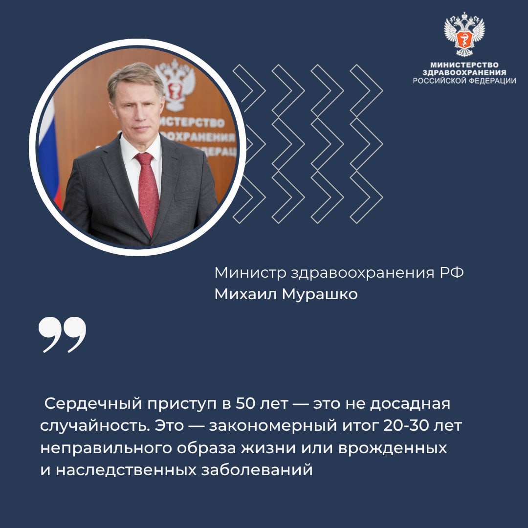 Михаил Мурашко: Сердечный приступ в 50 лет — это не досадная случайность. Это — закономерный итог 20-30 лет неправильного образа жизни