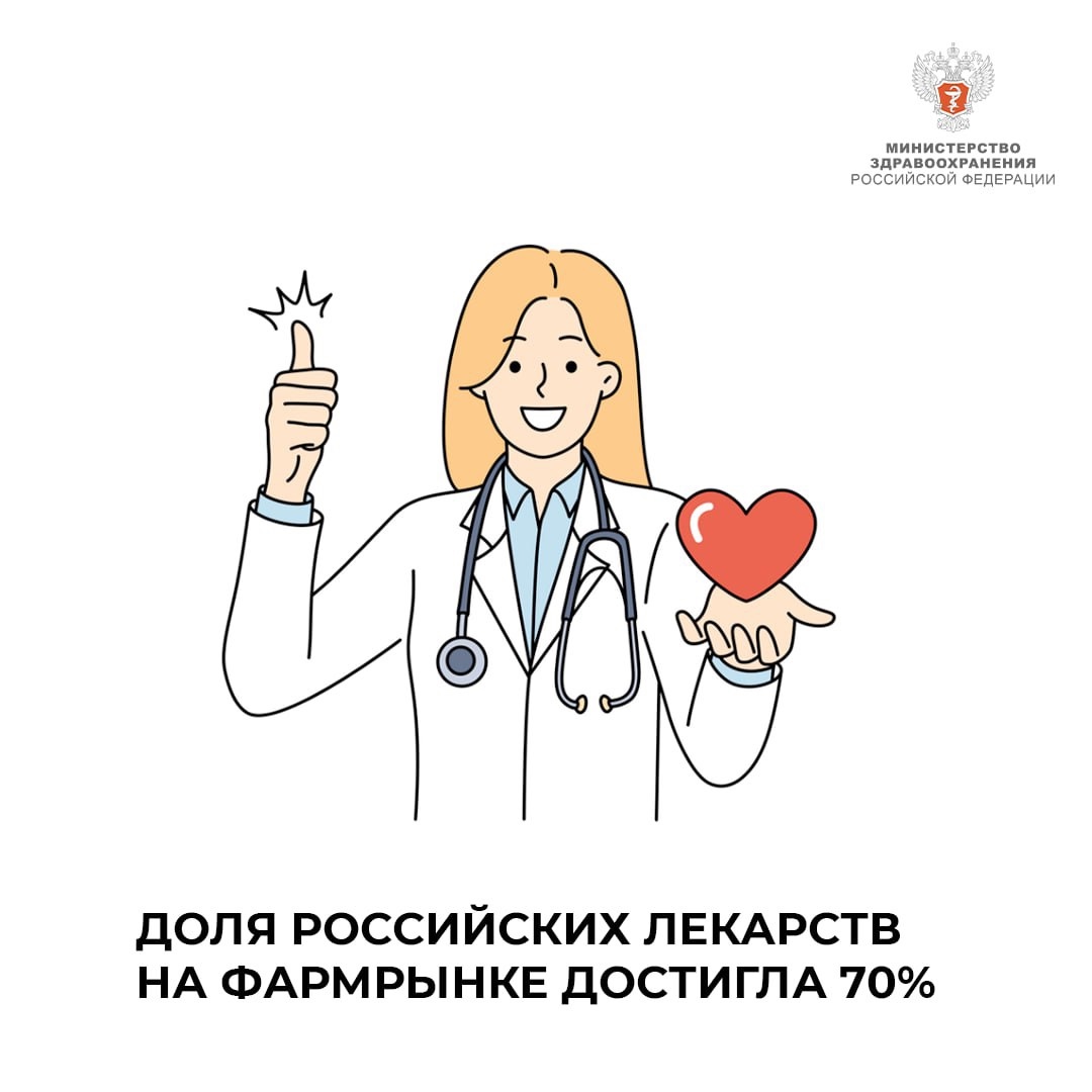 Доля российских лекарств на фармрынке достигла 70%