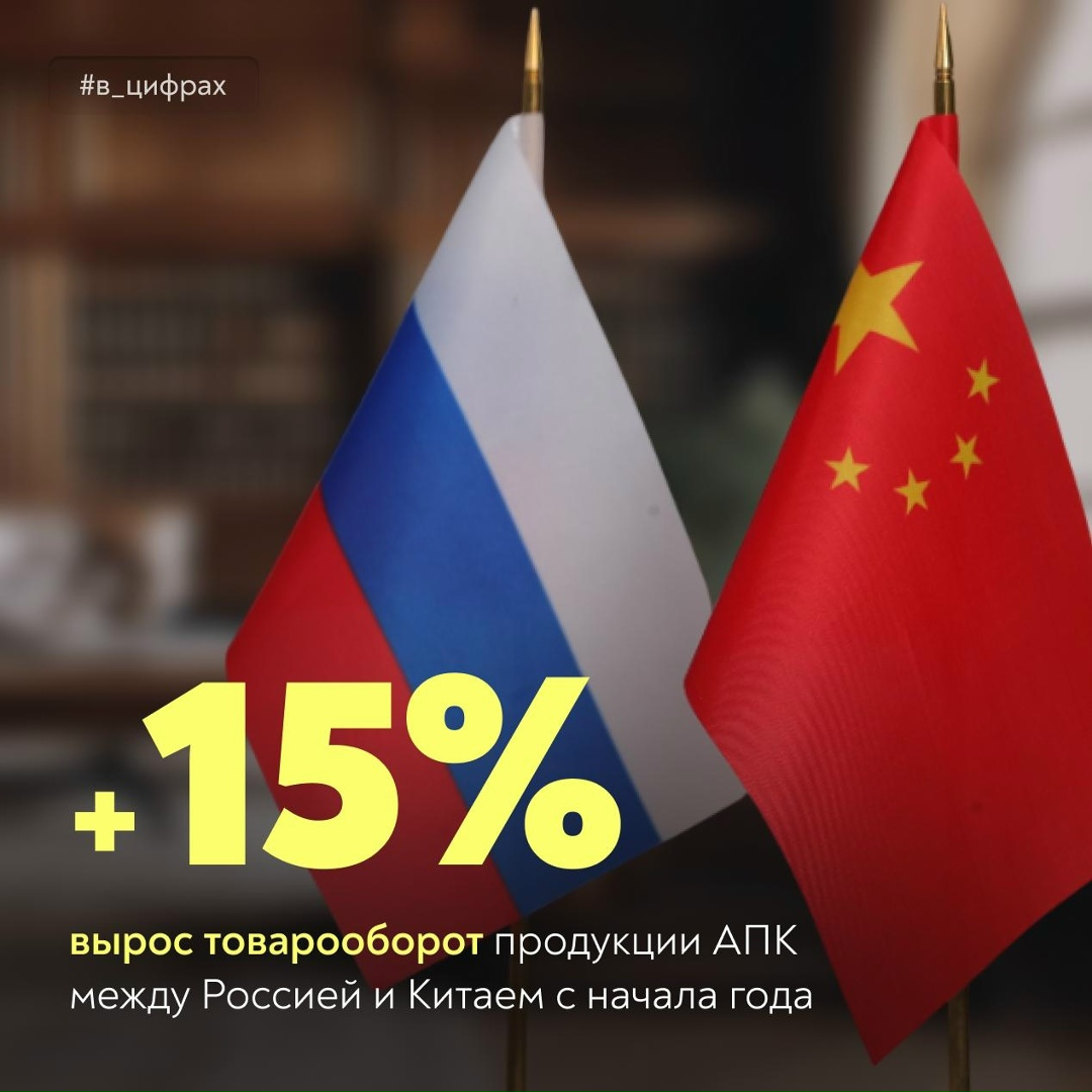 Торговля продукцией АПК между Россией и Китаем с начала года выросла на 15%