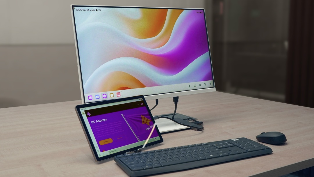 Режим гибридного рабочего места Функционал впервые появится в ОС Аврора 5.2, он позволяет превратить свой планшет в аналог настольного компьютера