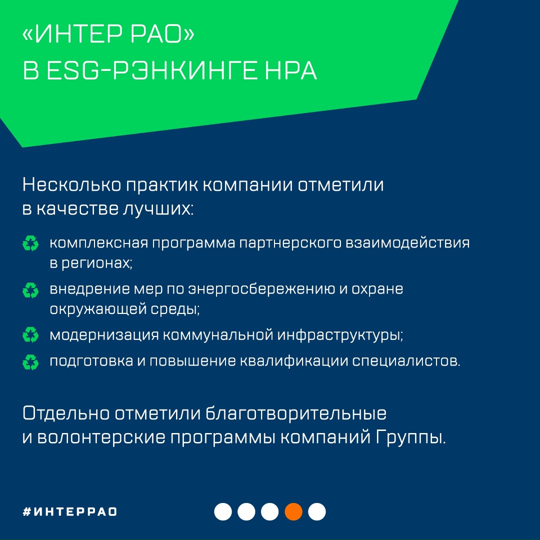 «Интер РАО» повышает показатели ESG