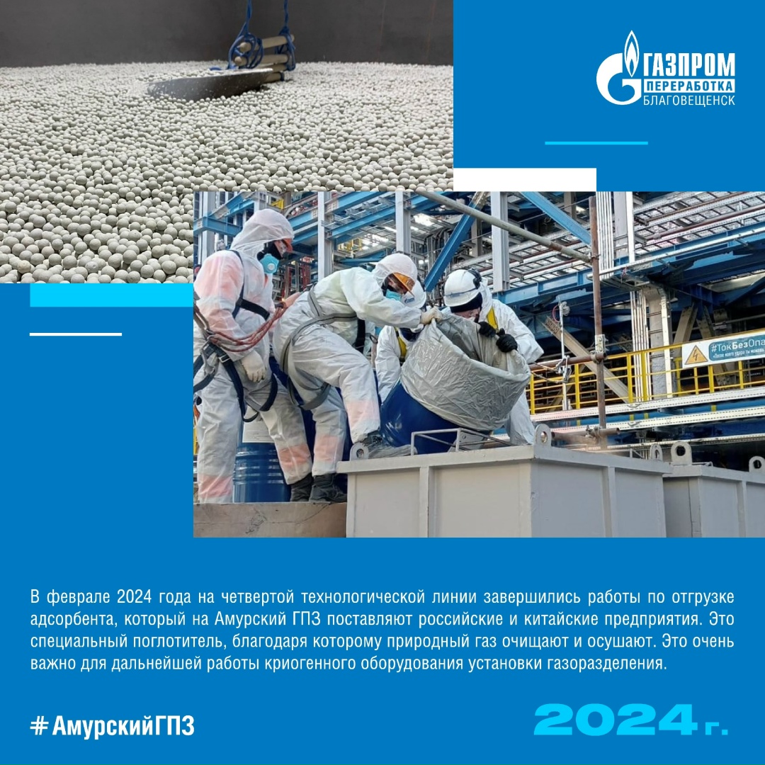 ИСТОРИЯ АМУРСКОГО ГПЗ 2024 ГОД Четвертая технологическая линия выведена на проектный режим работы.