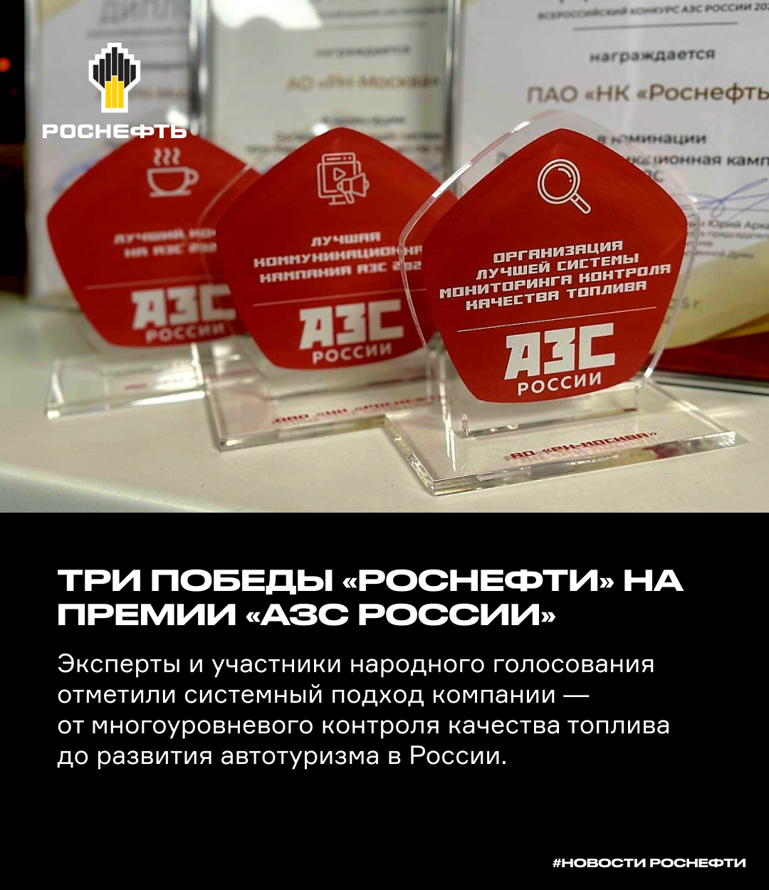 Три победы «Роснефти» на премии «АЗС России»