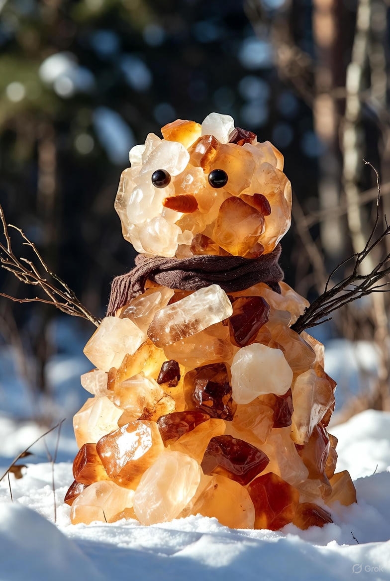 «Солнечные» помощники Деда Мороза Представьте, если бы Янтарный комбинат Ростеха вдруг выпустил фигурки снеговиков из балтийского самоцвета.