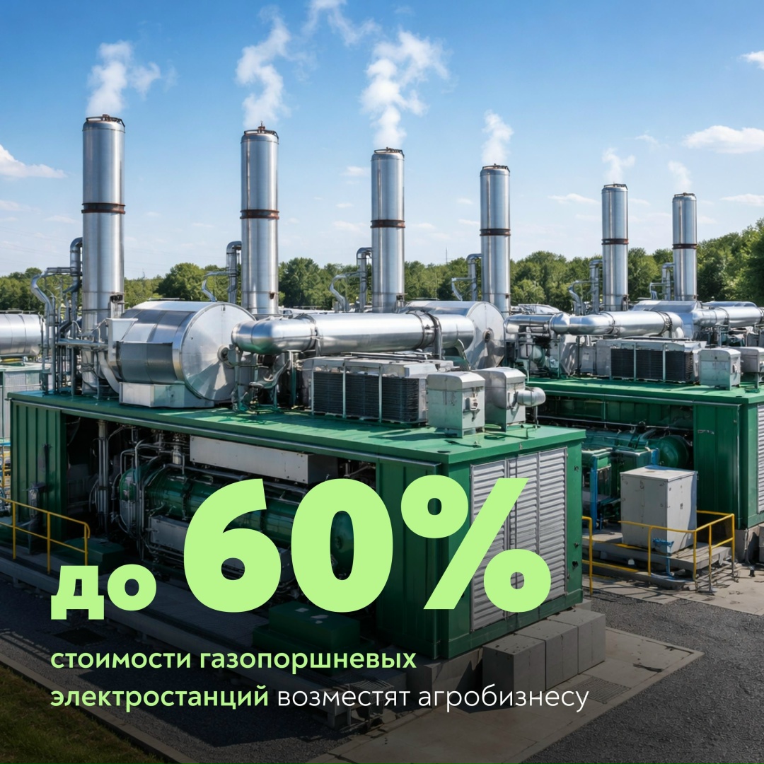️ Энергия для АПК Совместно с Газпромом реализуем пилотный проект по внедрению газопоршневых электростанций на предприятиях АПК.