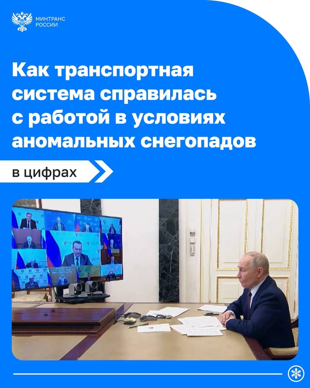 Андрей Никитин доложил Президенту о работе транспортной системы в условиях аномальных снегопадов