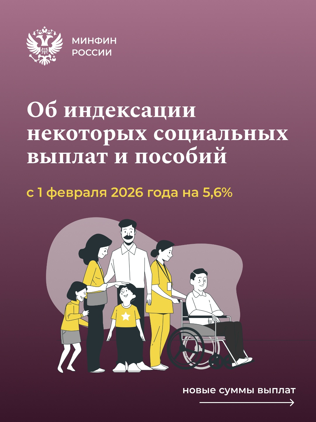Более 40 социальных выплат увеличатся на 5,6%