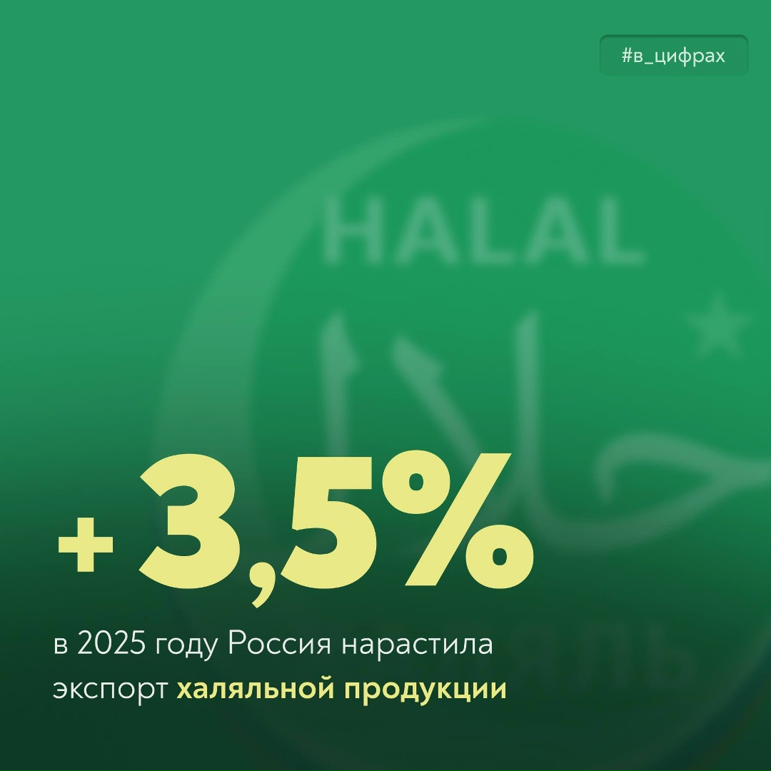 Экспорт российской халяльной продукции вырос на 3,5%