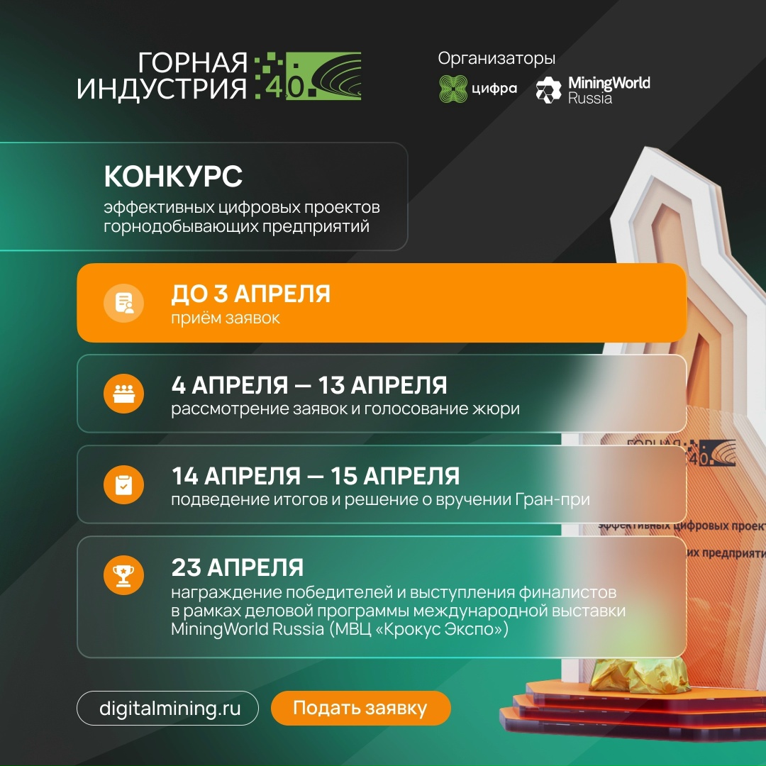 Заявите о вашем проекте на конкурсе «Горная индустрия 4.0»