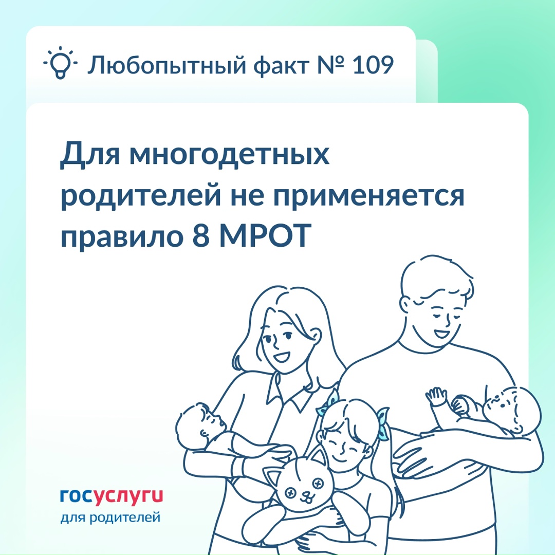 Правило 8 МРОТ и нулевого дохода для многодетных